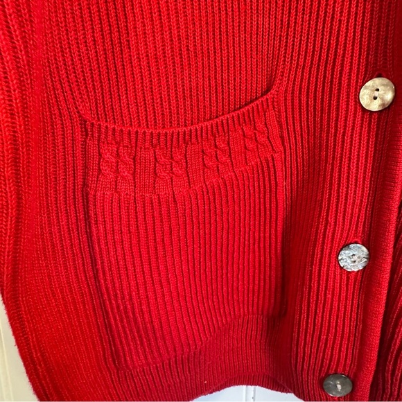 Talbots Women’s Red 100% Cotton Knit Button Down Cardigan Size Medium - Picture 3 of 11